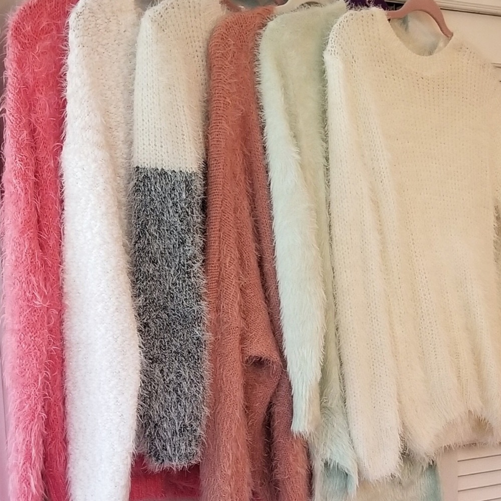Bundle of EUC Fuzzy Size M Pullover Sweaters